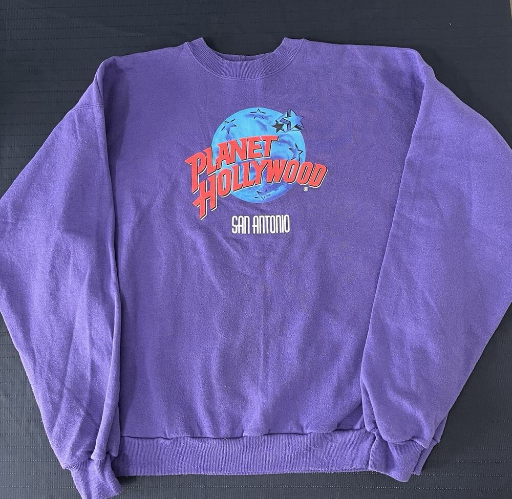 Vintage Planet Hollywood San Antonio Purple Crewneck Pullover Sweatshirt Men XL